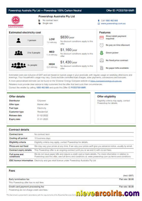 AUSTRALIA POWERSHOP utility bill